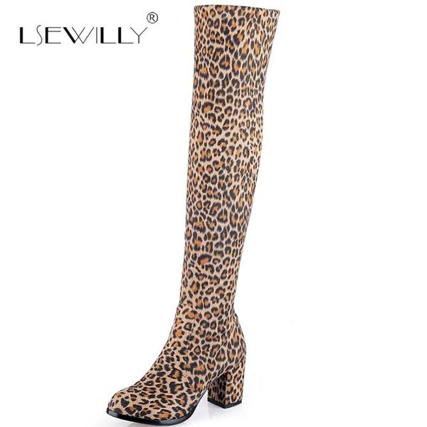 

lsewilly women over the knee boots stretch thigh high boots winter thick heels long riding ladies warm snow s638, Black