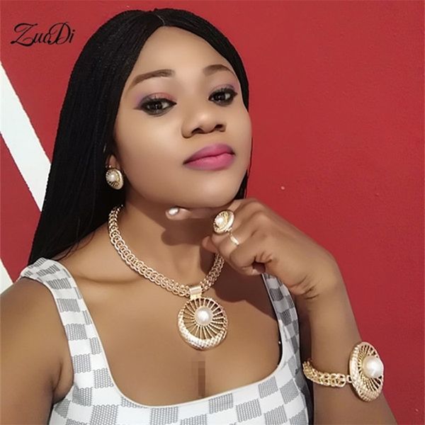 

fani dubai gold designer brand nigerian wedding fashion african woman costume jewelry set wholesale 201222, Slivery;crystal