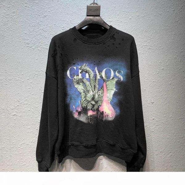 

mens hoodie monster printed hip hop hole hoodie fashion men women stylist sweatshirt black s-xl