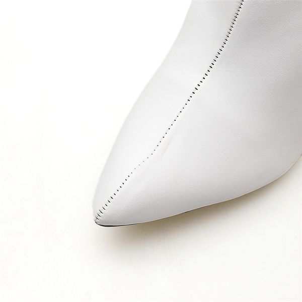 

fashion luxury women 10.5cm high fetish sock leather block white heels ankle boots scarpins chunky shoes ymn-36 y200115, Black