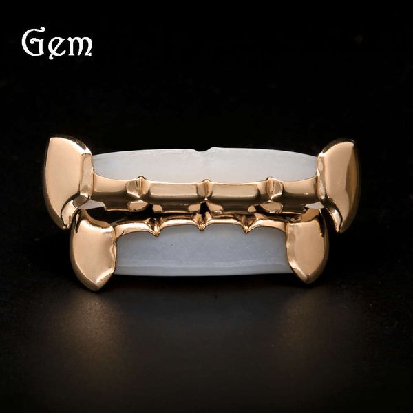 

the same rose gold hip hop gold braces singer the same canine braces gold plated teeth decorative braces, Silver