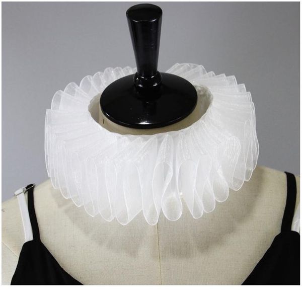 

womens renaissance elizabethan ruffled fake collar chiffon retro clown neck ruff womens ren qylprw, Blue;red
