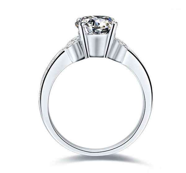 

test positive 1ct 6.5mm d-e lab-grown moissanite diamond ring exquisite craft 925 sterling silver engagement ring female1, Golden;silver