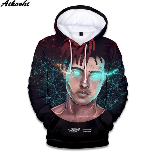 

aikooki xxxtentacion fashion 3d hoodies men/women popular hip hop hoodie print xxxtentacion pullover sweatshirt, Black