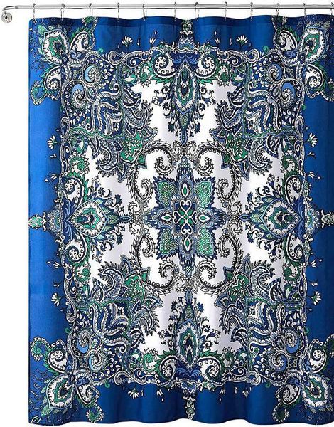

polyester curtain blue flower pattern waterproof fabric shower curtain bathroom item bathroom shower &12 hook1
