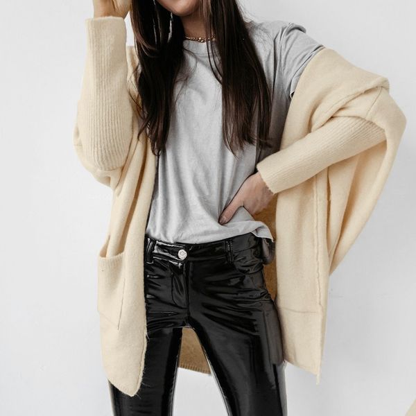 

oeak solid hooded sweater coats 7 colors korean style women autumn long loose cardigan female casual coat