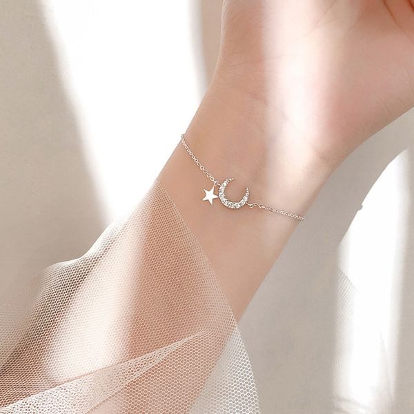 

bxkti color new star baita alloy 2020 preserving electroplating simple temperament net moon hongnvchao personality bracelet moon bracelet la, Golden;silver