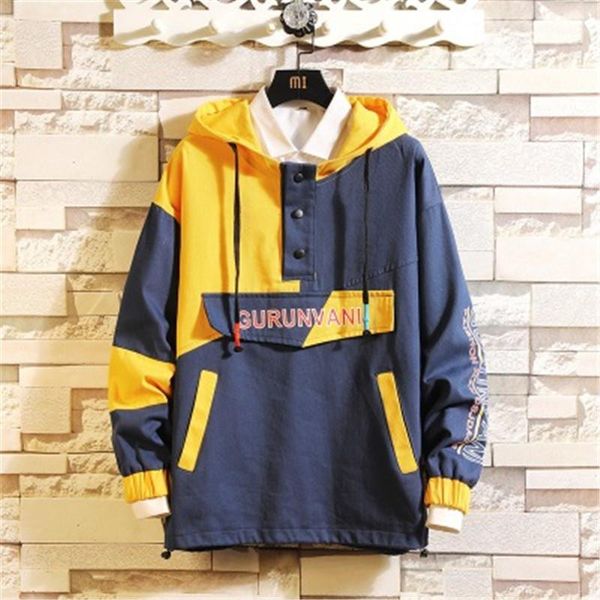 

jacket hoodie fashion japanese trend multi-pocket plus size loose sweatshirt designer male tooling pullover hoodie man patchwork pullover, Black