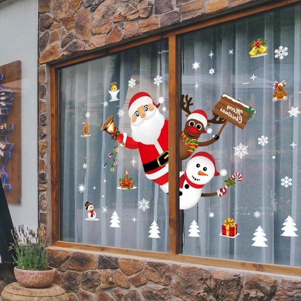 

newqifu 2020 merry sticker window glass christmas for home living room wall decor 2021 happy new year stickers