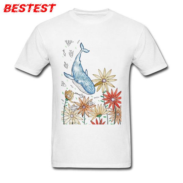 

2018 fashion blue whale print tshirt dream flower art design clothing casual white s sport hooded sweatshirt hoodie men t shirt