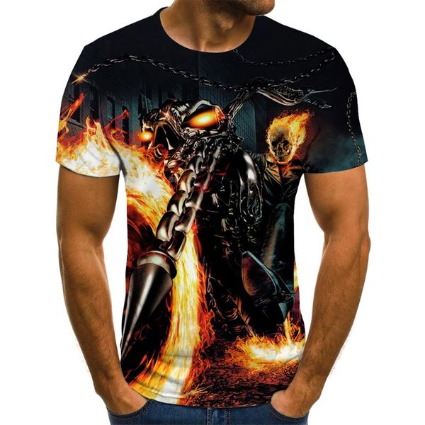 

2020men skull ghost rider cool 3d print shirts hentai harajuku harajuku men clothing