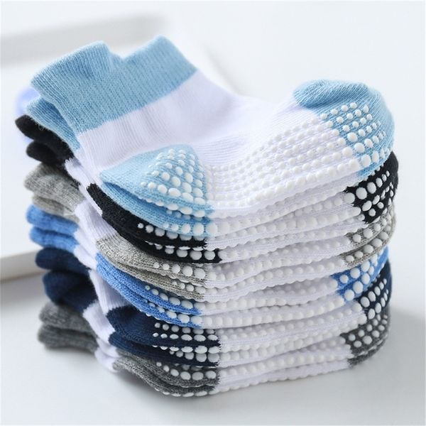 

6 pairs/lot 0 to 6 yrs cotton baby 's floor socks boys girls non-slip boat low cut sock with rubber grips four season y201009, Pink;yellow