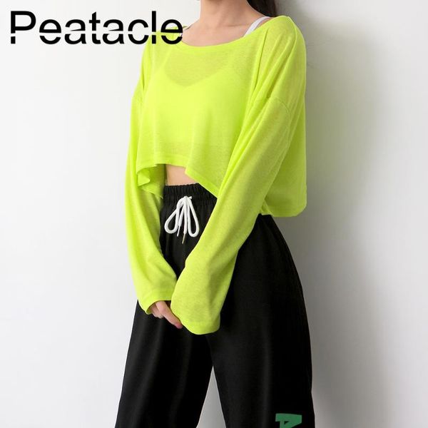 

yoga outfits peatacle loose quick dry sports t-shirt women's running fitness clothes long sleeve blouses, White;red