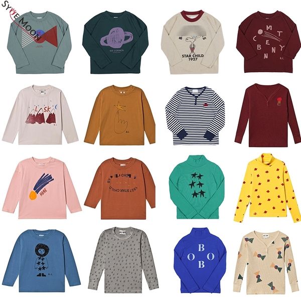 

2019 new autumn winter bc brand kids t shirts boys girls fashion print long sleeve t shirt baby children cotton clothes y200704, Blue