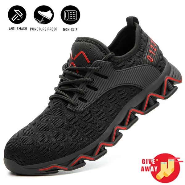 

new puncture proof light sneaker men breathable safety shoes steel toe soft anti-piercing work boots plus size 36-47 y200915, Black;brown