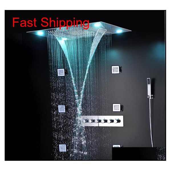 

luxury shower set embeded ceiling led rain shower head sets multi function remote control led color change wat qylzpg bdesports