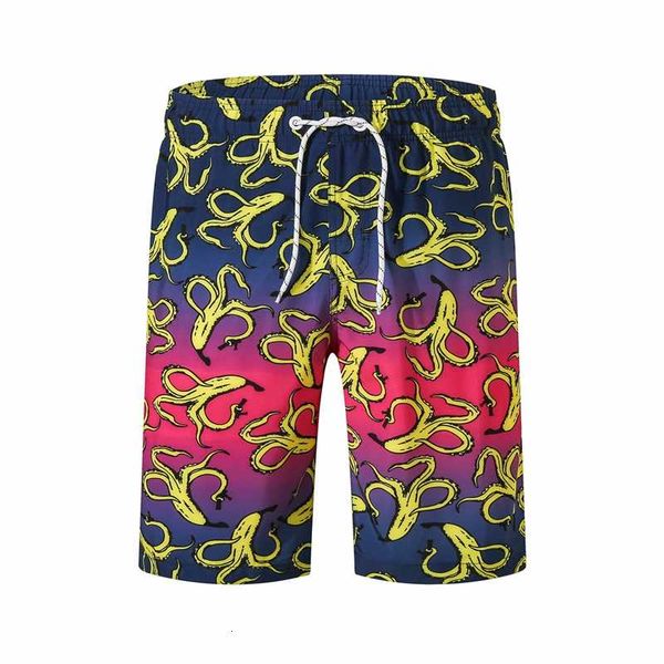 

new fashion surf men gyms bodybuilding short gradient yellow ocs print beach elastic waist shorts, White;black