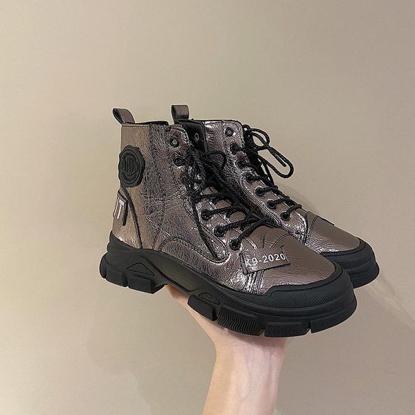 

boots women's casual sneakers winter with plush fur warm shoes lacing, Black