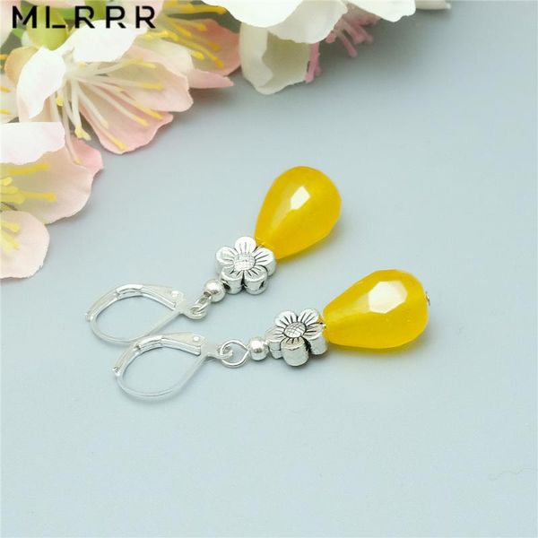 

dangle & chandelier vintage classic natural stone jewelry simple yellow sapphires pendant drop earrings for women, Silver