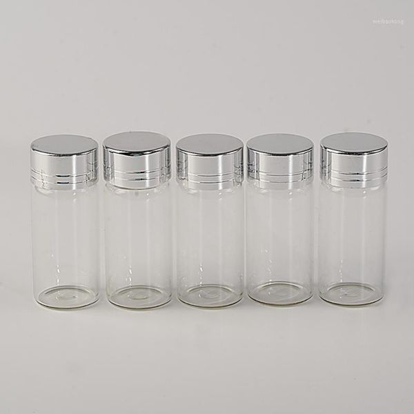 

storage bottles & jars wholesale- 10ml glass screw cap silver aluminium lid empty vials sealing up mason 100pcs1
