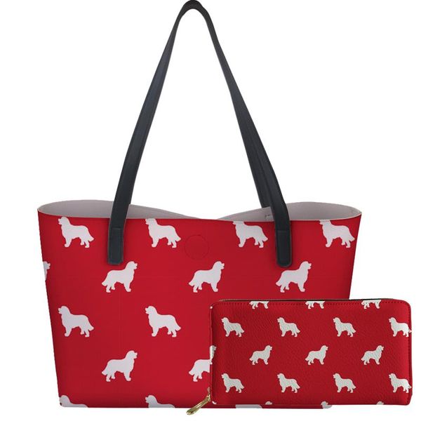 

fashion bags for women 2020 large 2pcs/set cute dogs printing handbags travel clothes shoulder tote bag beach bolsa feminino