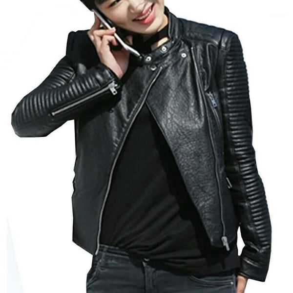 

plus size sheepskin slim cropped jacket women genuine leather jacket stand collar motorcycle striped sleeve coat female 1, Black