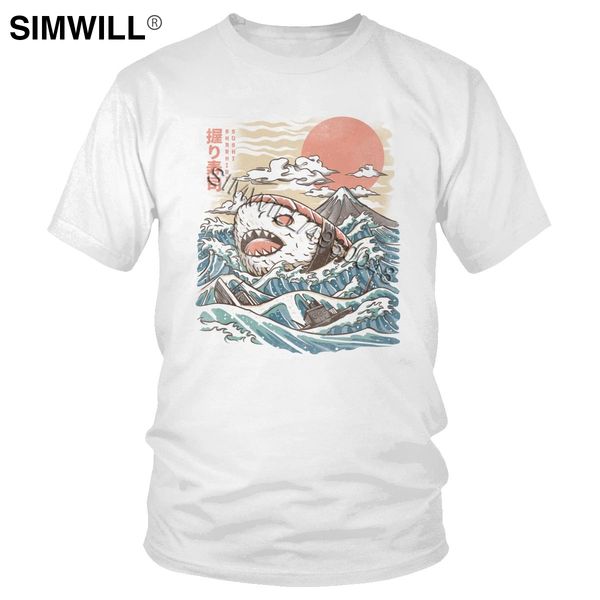 

shark суши ретро короткие рукава soft round neck японская кухня tshirt большой размер досуг тис лучшие спортивные толстовка с капюшоном толс