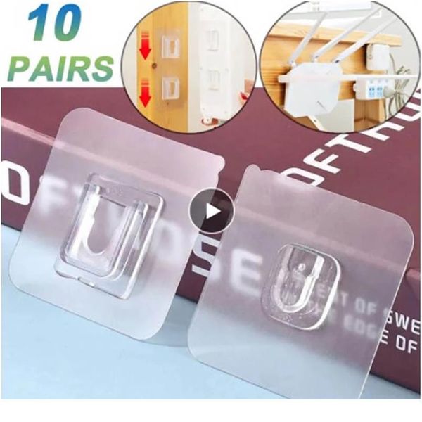 

10/5/1pair double-sided self adhesive wall hooks household 6*6cm seamless hooks reusable anti-slip wall mounted hook o bbyreg