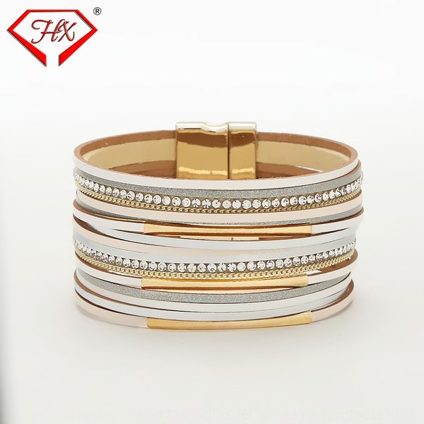 

magnet clasp braceletpopular lady's braceletrhinestoneversatile braceletrhinestone braceletjewelry magnet clasp braceletpopular lady&#0, Golden;silver