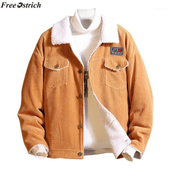 

men's jackets ostrich autumn men's winter solid color fashion casual corduroy long-sleeved jacket bomber coat1, Black;brown