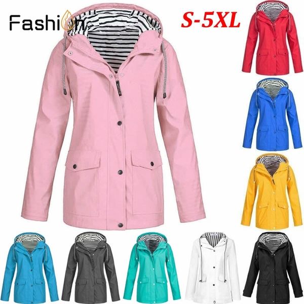 

5xl clothing women casual jacket outdoor waterproof coat hooded raincoat windproof strict warm coats mountain climbing jackets y200101, Black;brown