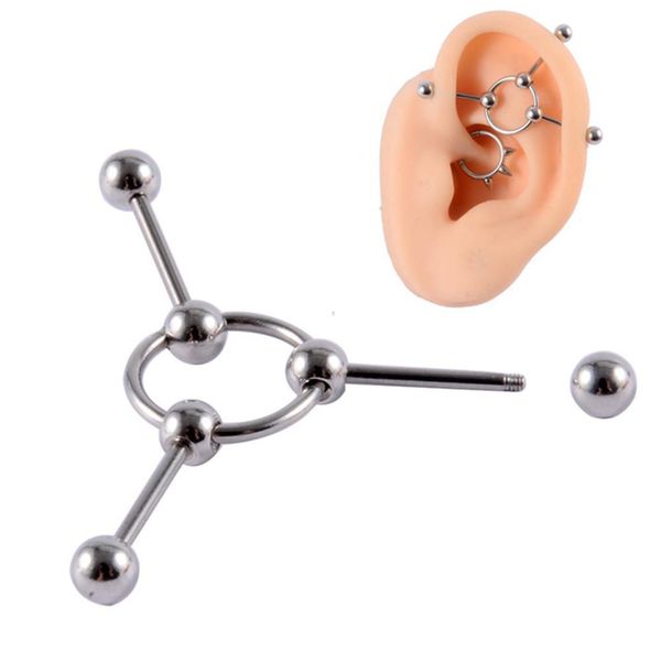 

1pc stainless steel decor roundbelly button ring steel industrial barbell cartilage earring punk style tongue ring piercing 14g q sqcpng, Silver