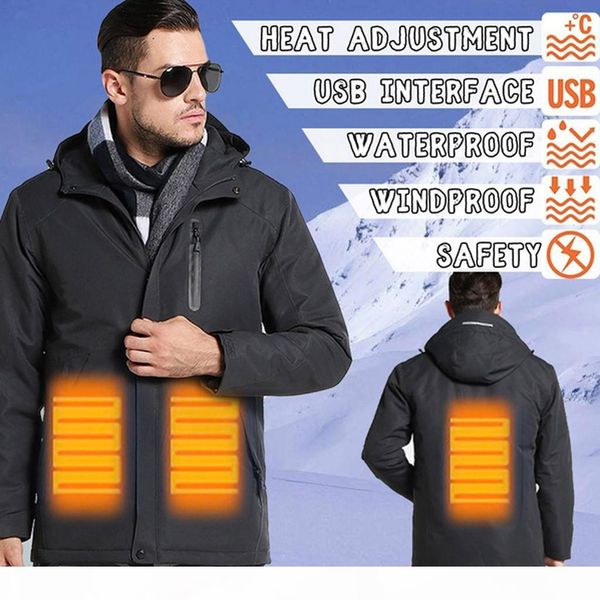 

winter jacket men's three-speed temperature control usb charging heating jacket jaqueta masculino plus size 4xl a35, Black;brown