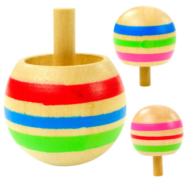 

3pcs/lot wooden fun headstand children brain teaser early education toy various size wooden spinning kids puzzles toy gift