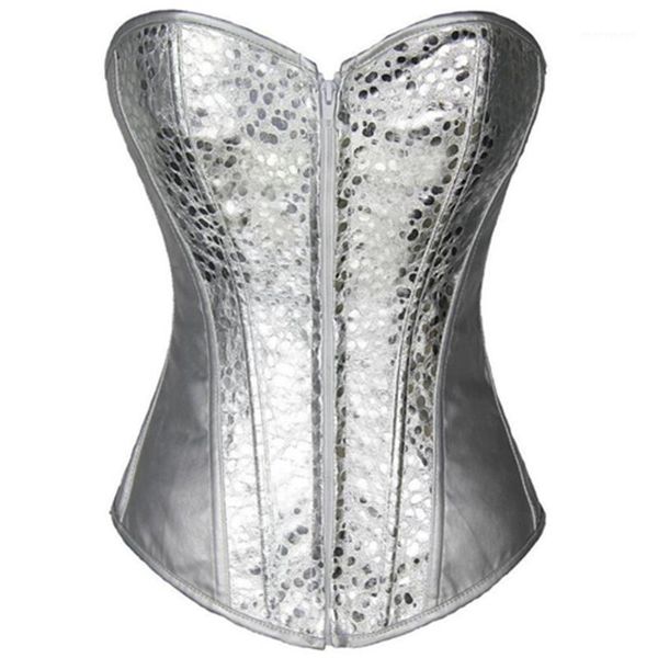 

bustiers & corsets gold/sliver women corset zipper steampunk corselet waist trainer faux leather shapewear bustier overbust s-2xl1, Black;white