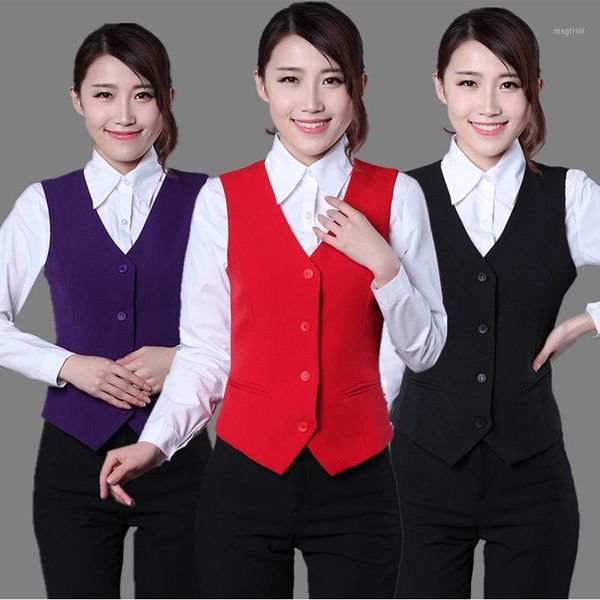 

solid short style women suit vest formal single breasted v neck slim waistcoat office lady sleeveless workwear coletes 1, Black;white