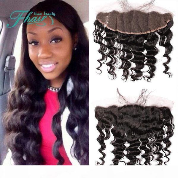 

7a grade 100% brazilian human hair ear to ear full lace frontal closure loose wave 8"-24"inch length hair dhl, Black;brown