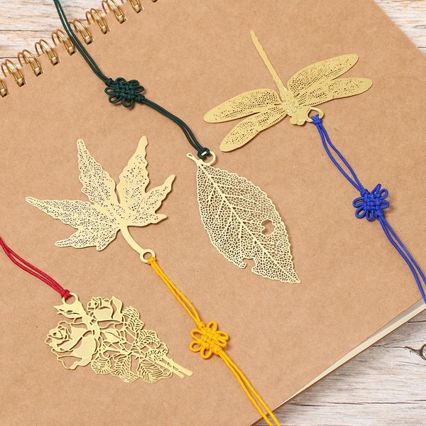 

творческий изысканный мини-металл, выдолбленные закладки классическое искусство шаблон перьев листьев закладки детский подарок офис канцтова