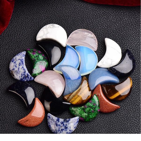 

1pc natural crystal stone moon shaped colorfull mascot meditation healing health polished gift use collection and ho qylbjz, Black