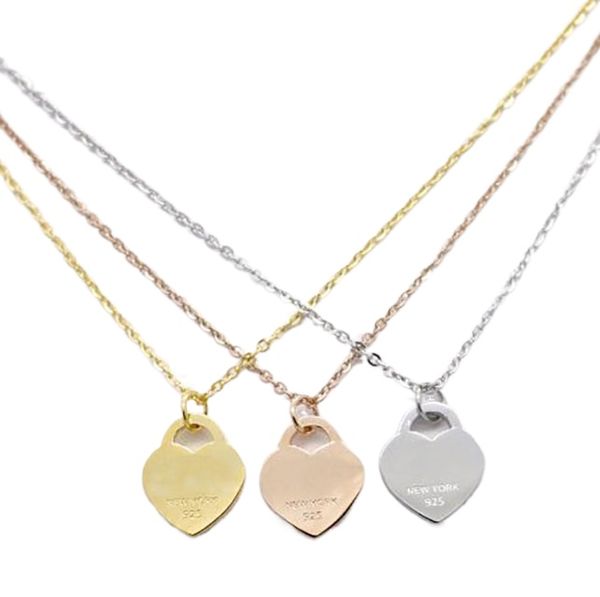 

stainless steel fashion necklace jewelry heart-shaped pendant love gold silver necklaces for women's party wedding gifts