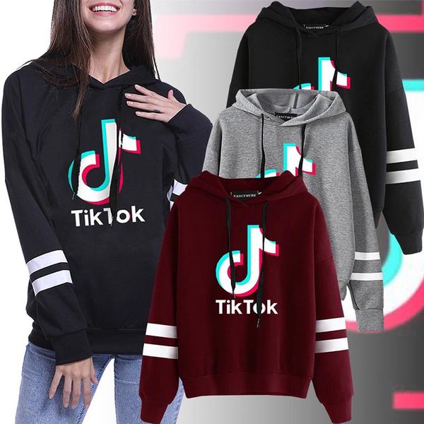 

tiktok sweatshirt for women girl clothes tik tok fall winter hooded letter hoodies sport sweater clothing size s-2xl, Black