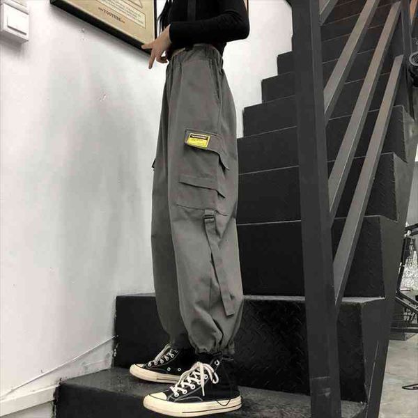 

techwear women cargo pants hippie streetwear black jogging wide leg trousers for female korean fashion hip hop, Black;white
