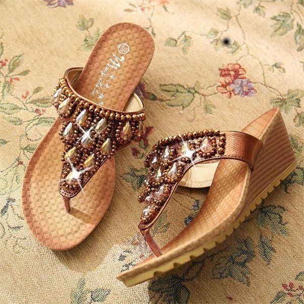 

female sandal comfort shoes for women rhinestone sandals slip-on loafers summer women's high heels clogs wedge large size, Black