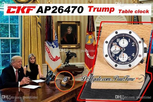 

2020 ckf 26470 le brassus швейцарский кварцевый синий циферблат текстуры стали сша белый дом trump настольные часы дуб база новый с green bo, Slivery;black