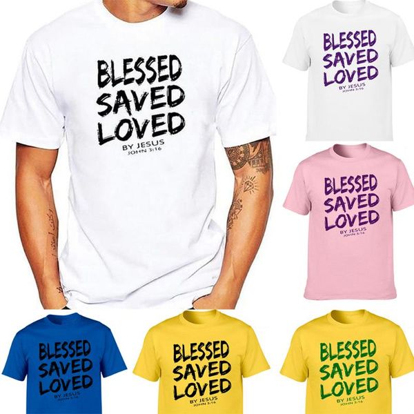 

harajuku vintage male t shirt graphic tees women summer men white short sleeve funny tee christian jesus blessed saved loved