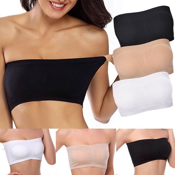 

women cami padded tube strapless seamless bandeau bra boob crop spaghetti tank tube