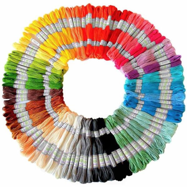 

skeins embroidery floss,premium multi-color embroidery cross stitch threads kit,handmade craft&friendship bracelet string, Black;white