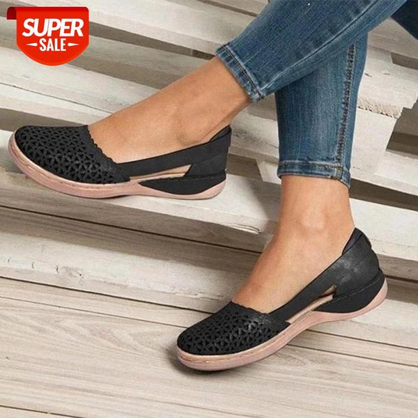 

new woman sandals slip on vintage wedges summer pu cut out shoes casual sewing ladies sandal female plus size summer #gl4u, Black