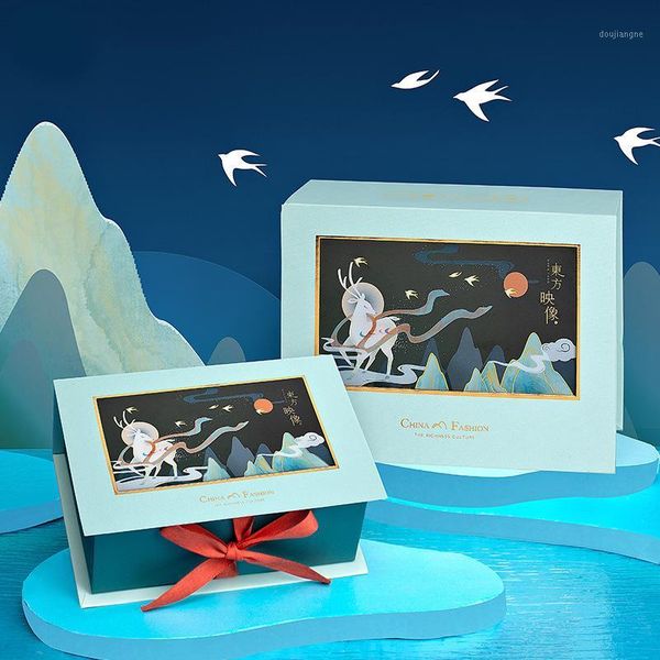 

birthday party new gift boxes of chinese ancient illustration hand-painted paper gift box packaging festival event party supplie1