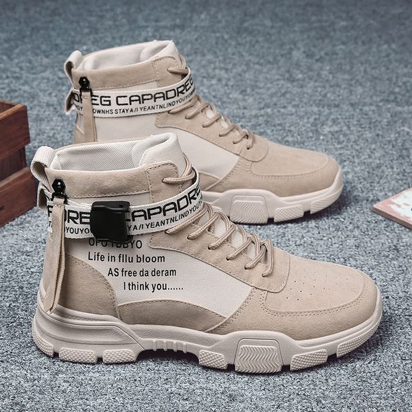 

shoes summer boots trend hight-workwear england martin boots male student's outdoor combat retro mid-lady shoes -40, Black